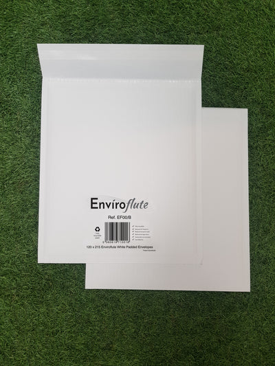 120 x 215mm  Enviroflute White Peel & Seal Padded Pocket EF00/B